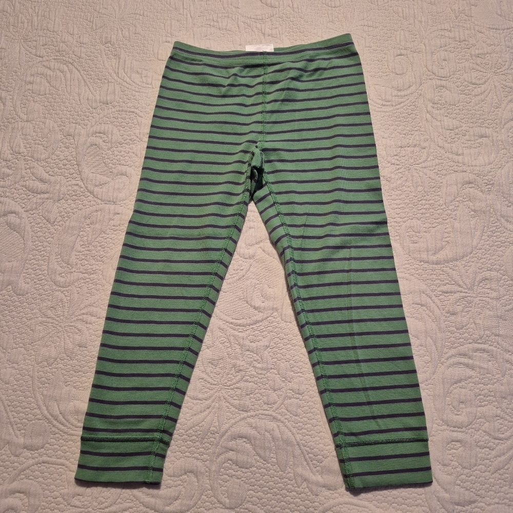 Hanna Andersson girls size 110 or 5 green & purple striped leggings GUC